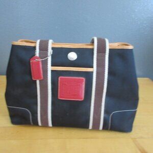 Coach Handbag Black Nylon with Red 5078